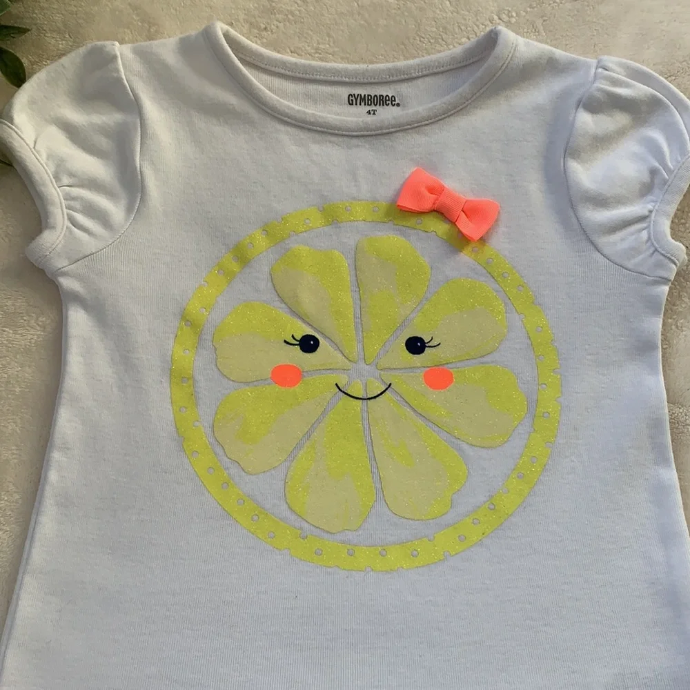 Gymboree White Lemon Slice Top 4T Perfect!